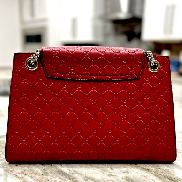 Gucci Authentic Guccissima Horsebit Large Red Leather Emily Bag - Picture 4 of 12